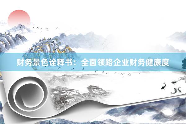 财务景色诠释书:全面领路企业财务健康度